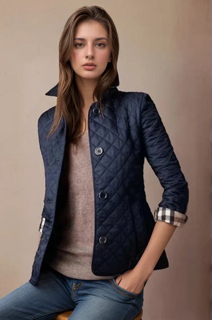 Steppjacke Damen | Kurz mit Knöpfen und Stehkragen