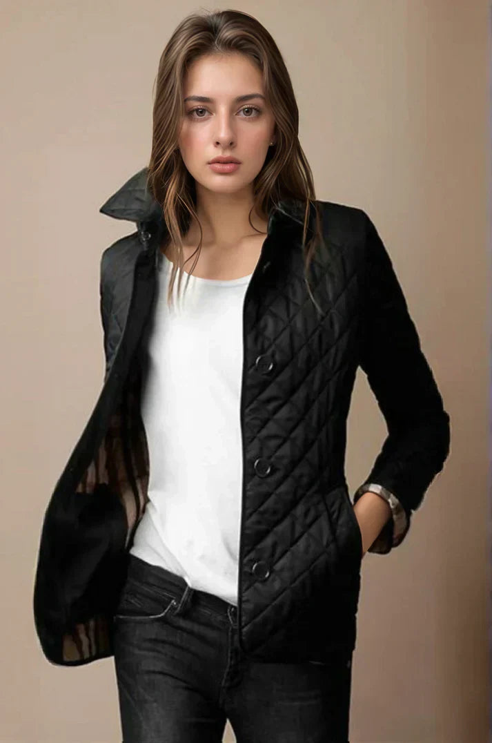 Steppjacke Damen | Kurz mit Knöpfen und Stehkragen