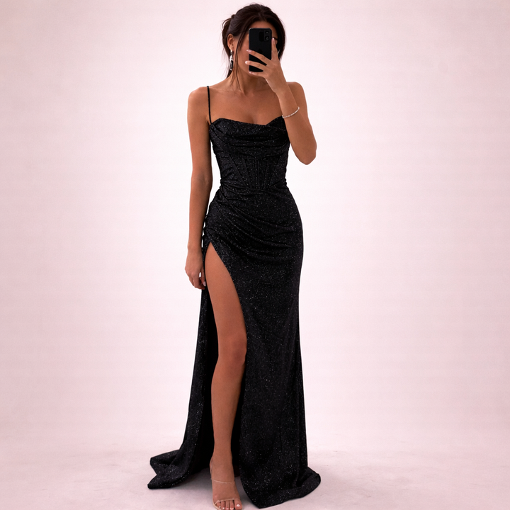 Isla | Elegantes Pailletten-Maxikleid mit Korsett