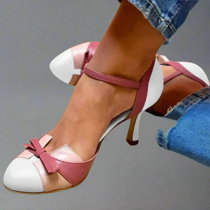 Barbara | Damen Klassische Pumps mit Schleifenriemen und mittlerem Absatz