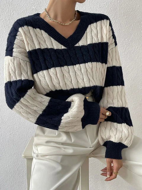 Theodora - Gestreifter Strickpullover für Damen