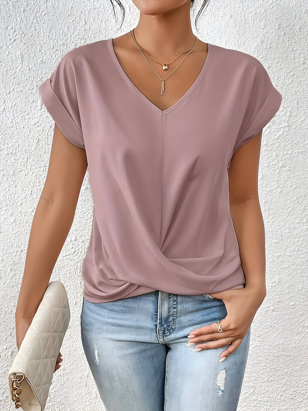 Top Damen V-Ausschnitt | Twist-Front für schmeichelnde Figur