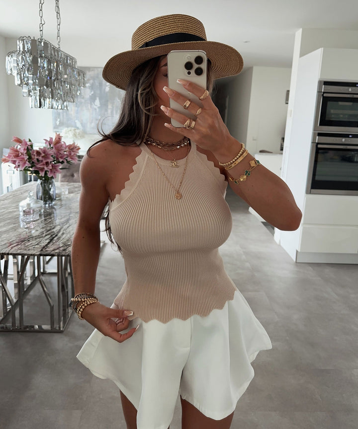 Top Zacken Beige