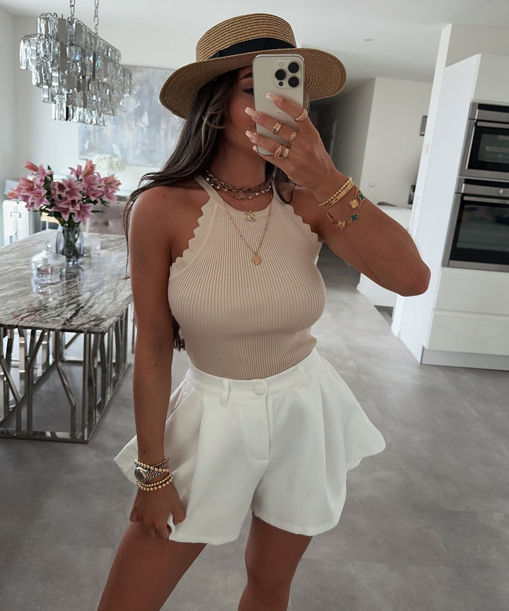 Top Zacken Beige