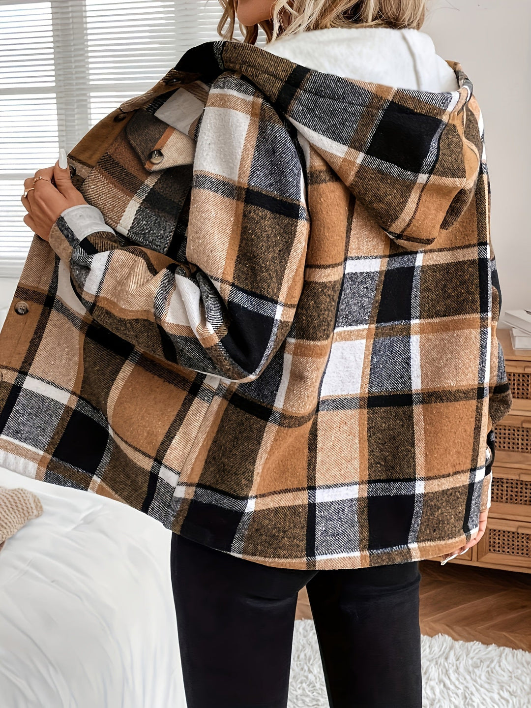 Übergangsjacke Damen | Hemdjacke Damen | Kapuze & Knöpfe für schnelle Wärme