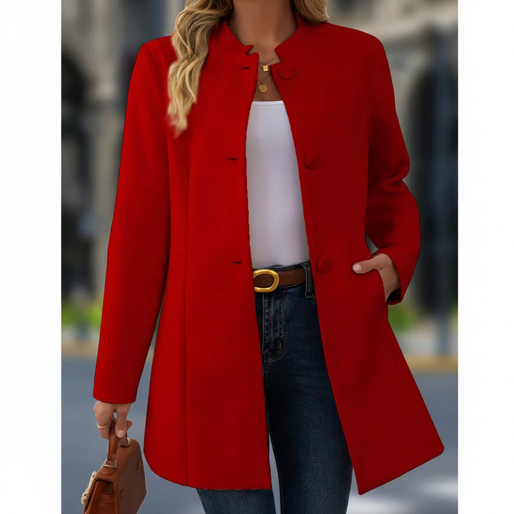 Übergangsjacke Damen – Kurzmantel mit Stehkragen & Knöpfen