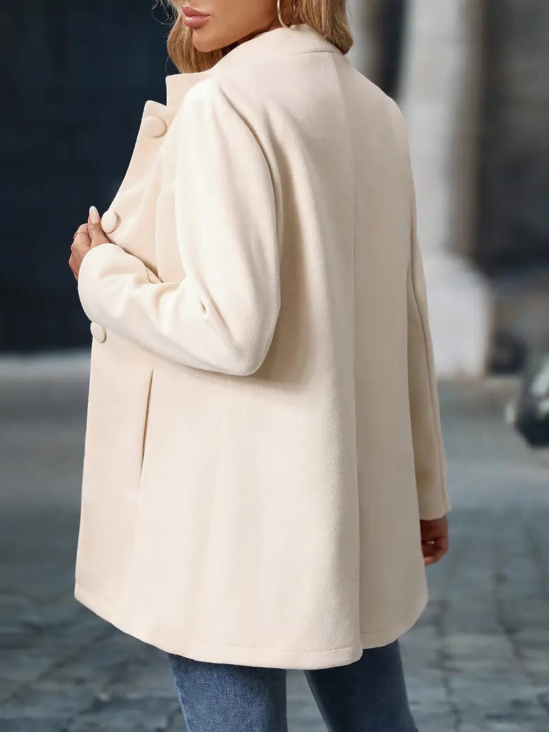 Übergangsjacke Damen – Kurzmantel mit Stehkragen & Knöpfen