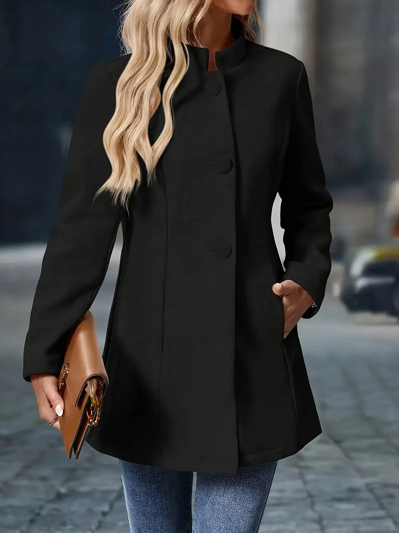 Übergangsjacke Damen – Kurzmantel mit Stehkragen & Knöpfen