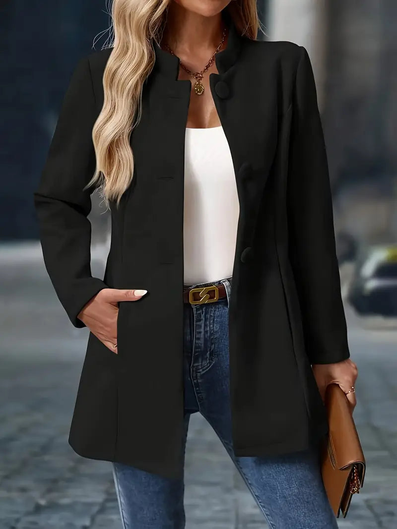 Übergangsjacke Damen – Kurzmantel mit Stehkragen & Knöpfen
