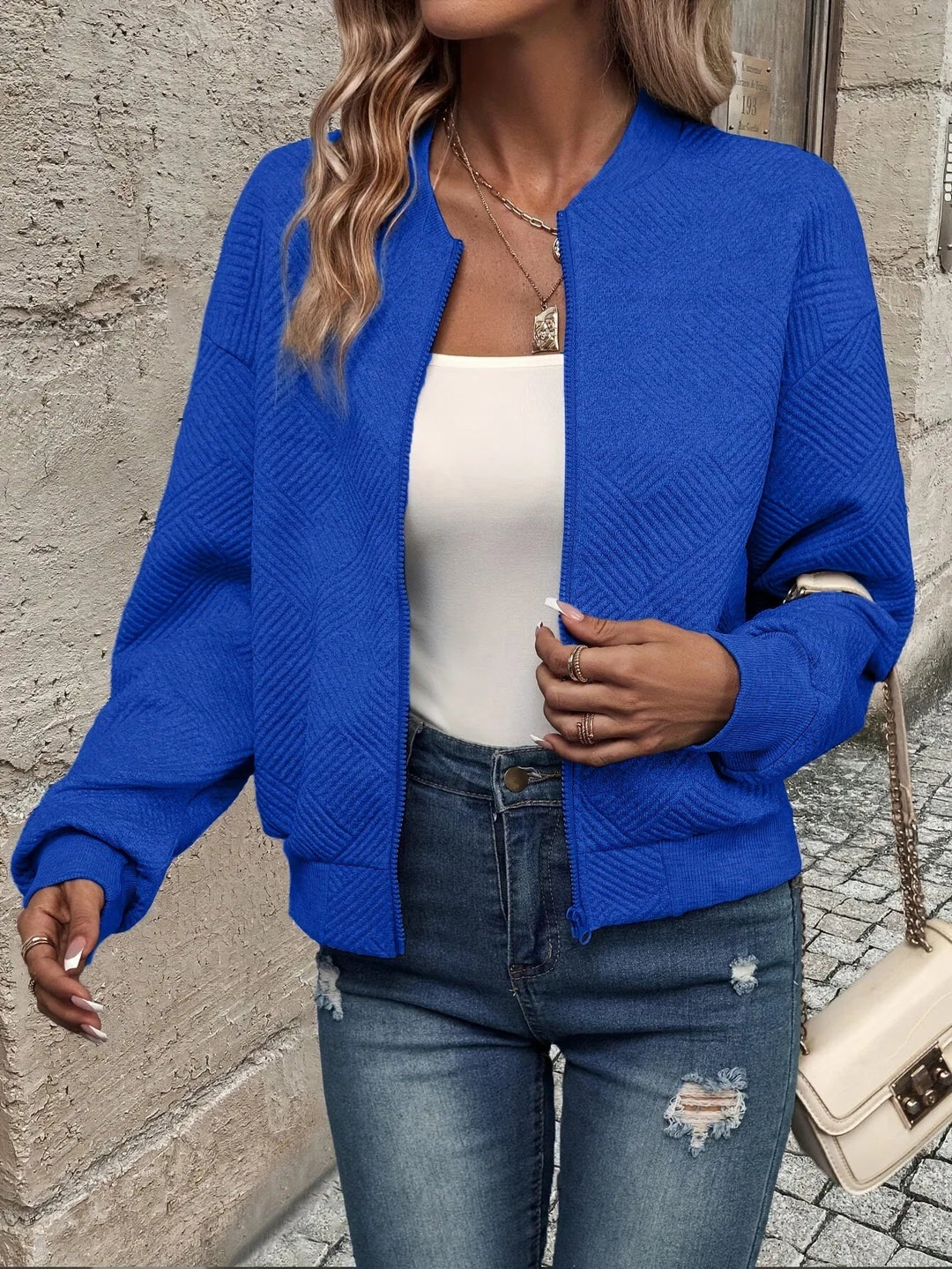 Übergangsjacke Damen | Struktur-Optik & Zipper für Komfort