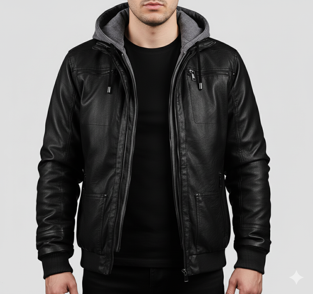 Übergangsjacke Herren | Bomberjacke Herren | Kapuzeneinsatz & sichere Reißverschlusstaschen