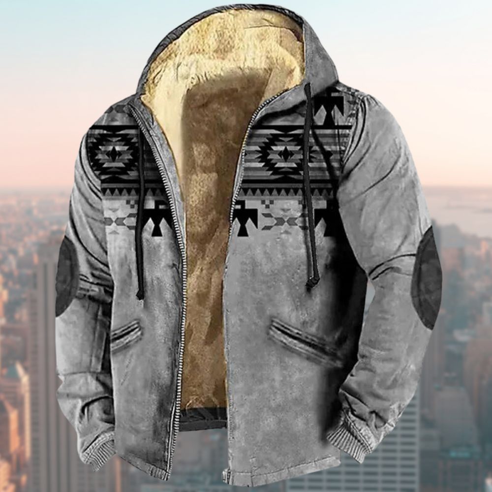 Übergangsjacke Herren | Herren Kapuzenjacke | Markantes Tribal-Design & hoher Komfort