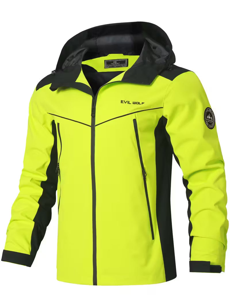 Übergangsjacke Herren | Softshelljacke mit Kapuze | Reißverschluss-Front & sichere Taschen