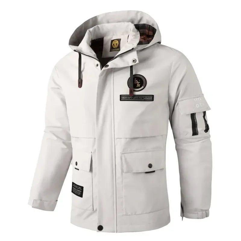 Übergangsjacke Herren | Steppjacke Herren mit Kapuze | Windschutz & große Taschen