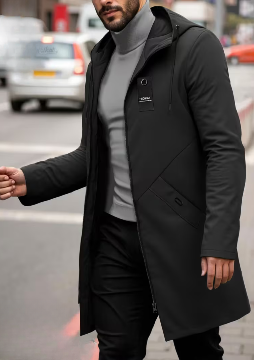 Übergangsjacke Herren | Trenchcoat Herren | Kapuze mit Kordelzug & Windschutz