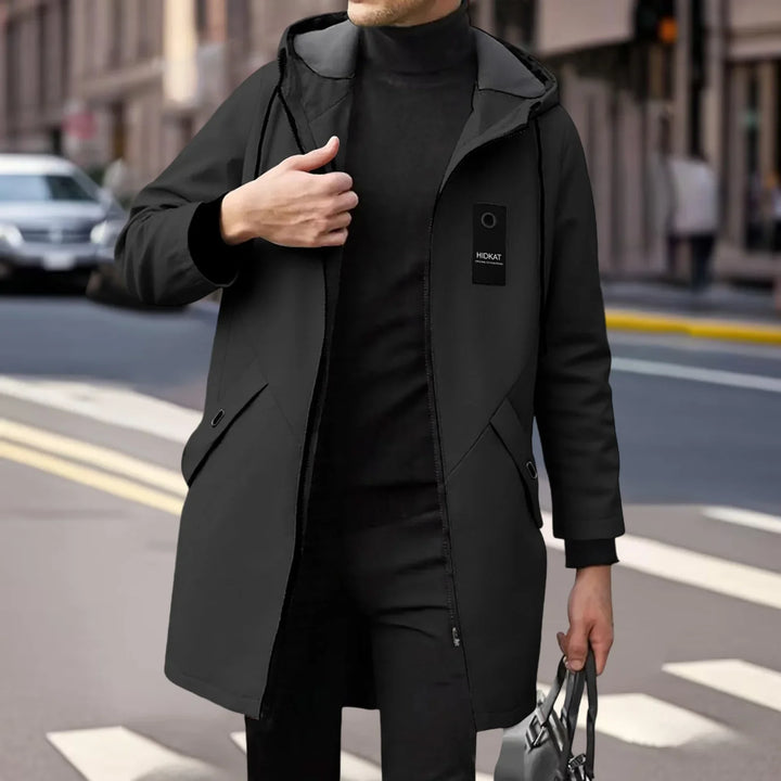 Übergangsjacke Herren | Trenchcoat Herren | Kapuze mit Kordelzug & Windschutz