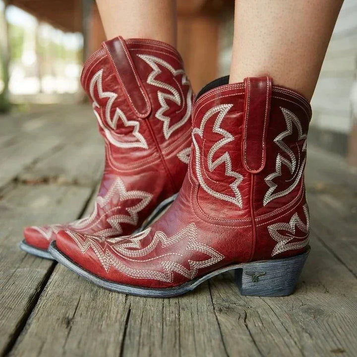 Emma | Damen Stilvolle Cowboy-Stiefel mit Western-Stickerei