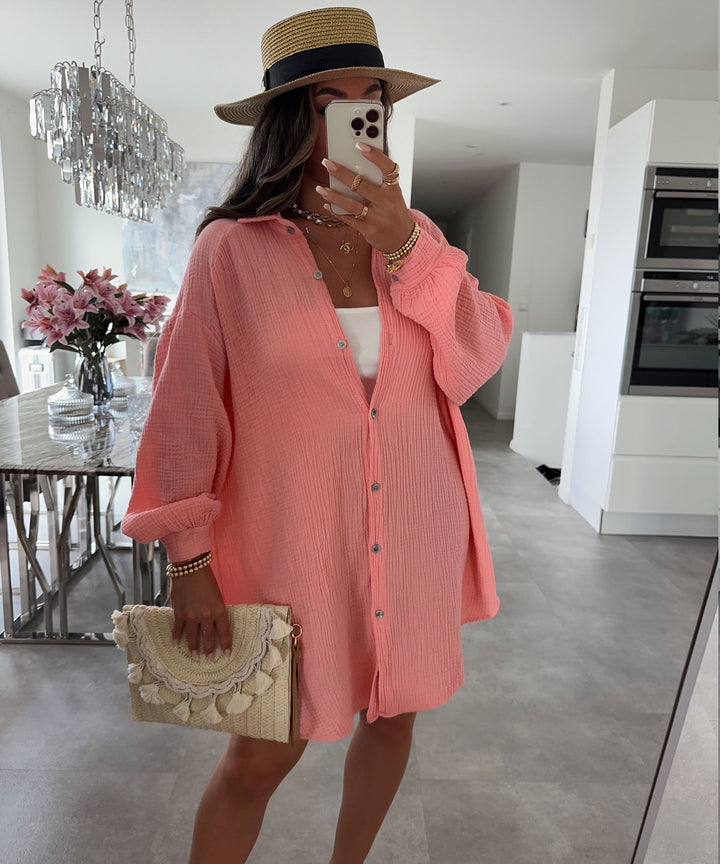 Ultra Oversize Musselin Bluse Glitzer Auge Peach  Ladypolitan ♡   