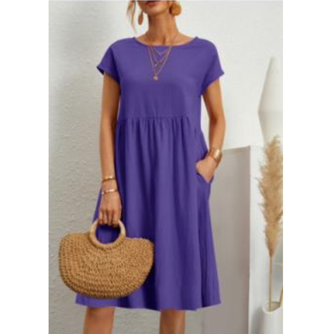 Sommerkleider Damen Kurzarm mit Taschen
