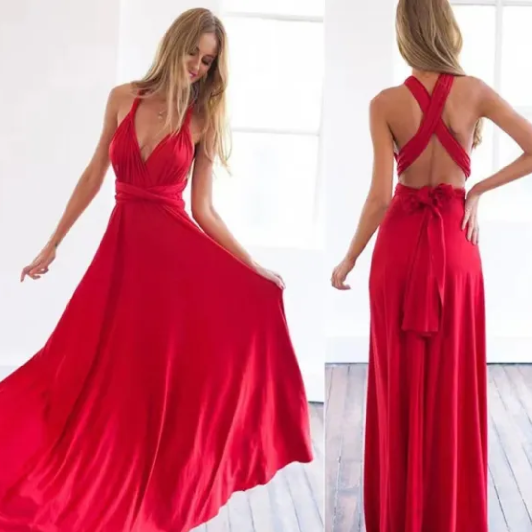 Hochzeitsgäste Kleid Damen ärmellos V-Ausschnitt