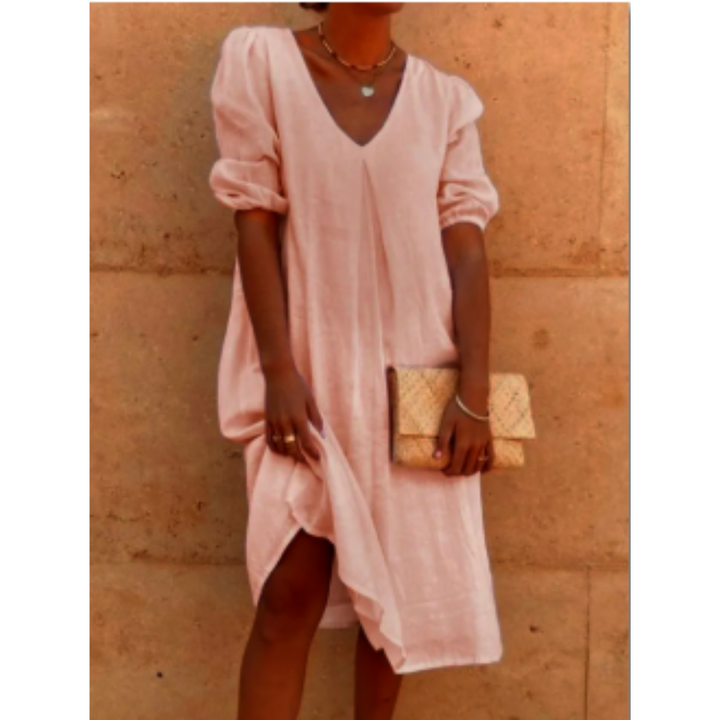 Midikleid Damen mit V-Ausschnitt