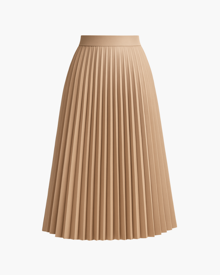 Falten Midi Plisseerock mit hoher Taille