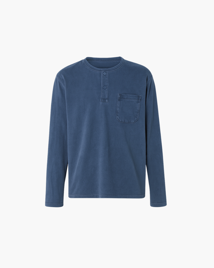 Langarm Henley Shirt mit Brusttasche