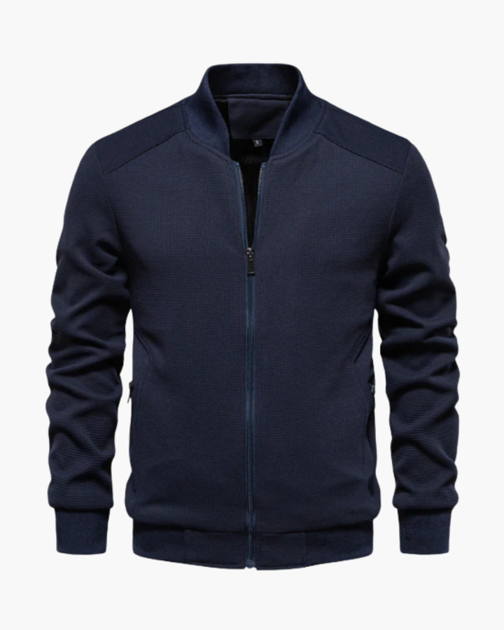 Gerippter Blouson mit Reißverschluss und Stehkragen