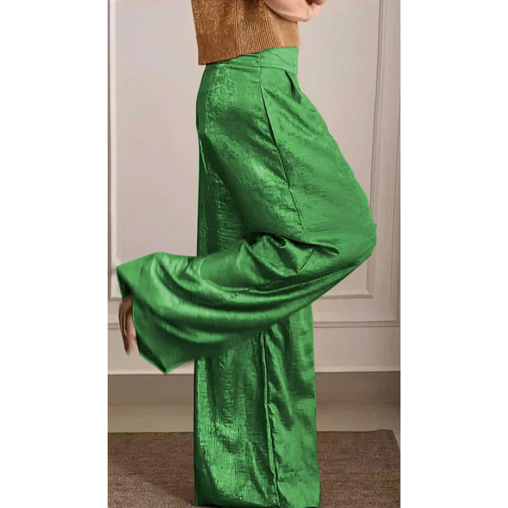 Damen Zweiteiler Set V-Ausschnitt weite Hose