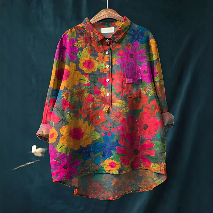 Nessa - Damenbluse mit traditionellem Blumenmuster