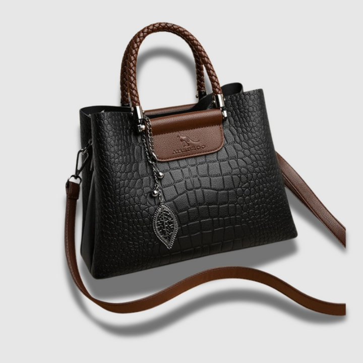Borsa Donna in Pelle di Coccodrillo Manico Intrecciato