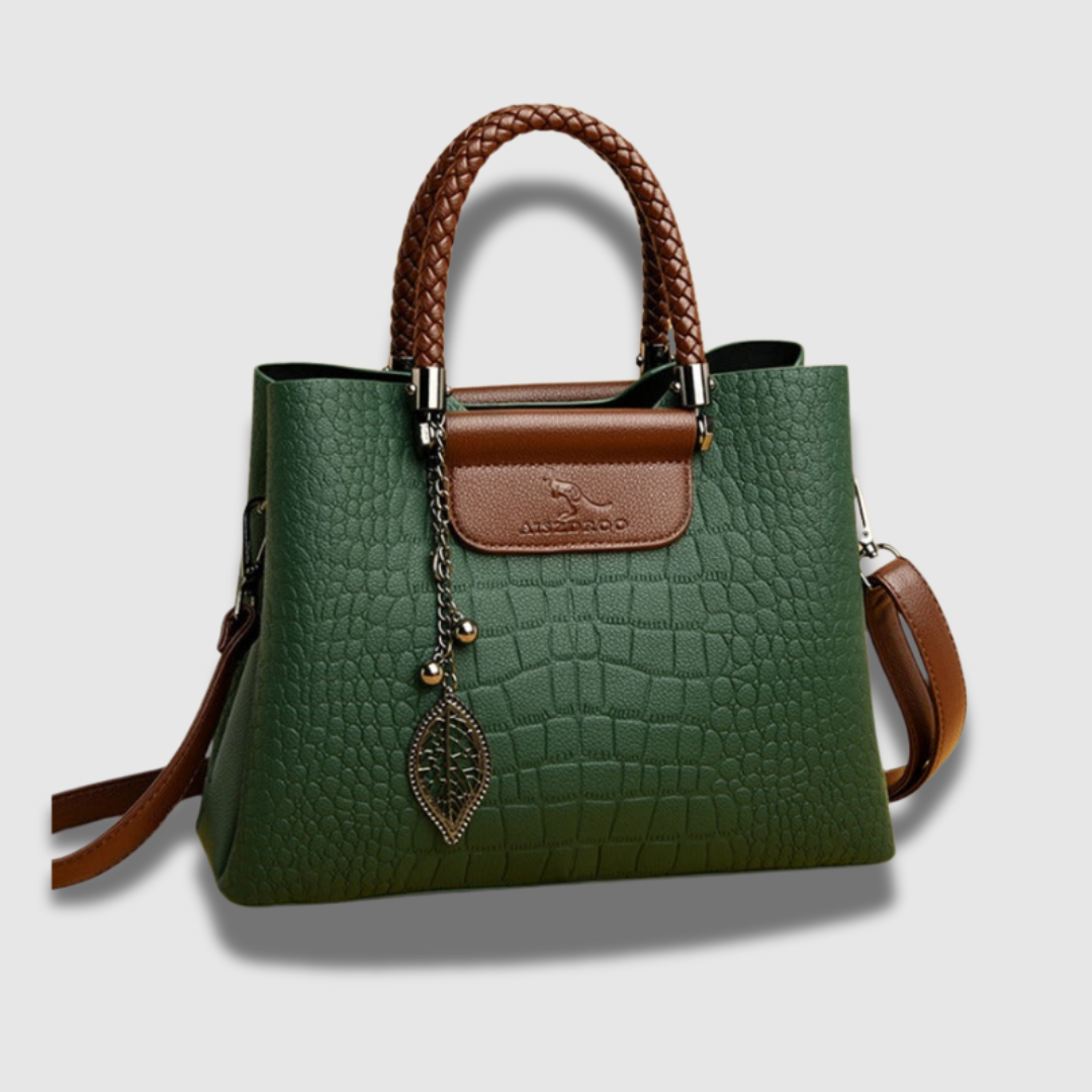Borsa Donna in Pelle di Coccodrillo Manico Intrecciato - Vesarelli