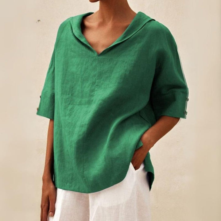 V-Ausschnitt Casual Leinenhemd | Sadie