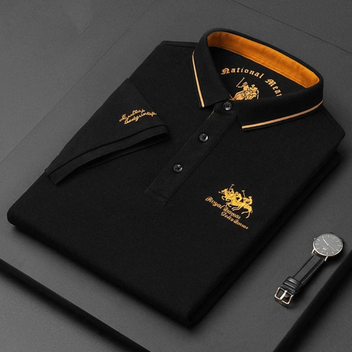 Herren Stilvolles Poloshirt mit Kontrastkragen Stickerei
