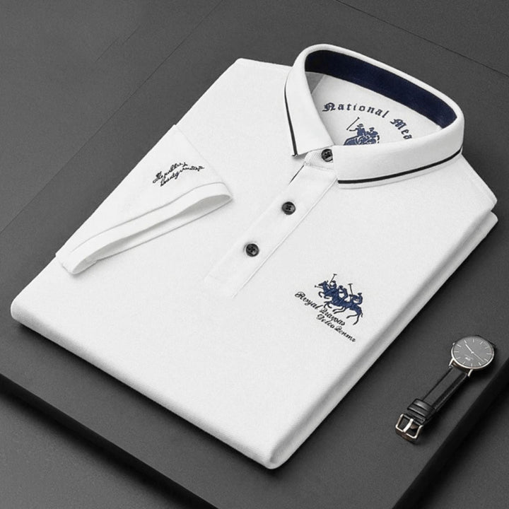 Herren Stilvolles Poloshirt mit Kontrastkragen Stickerei