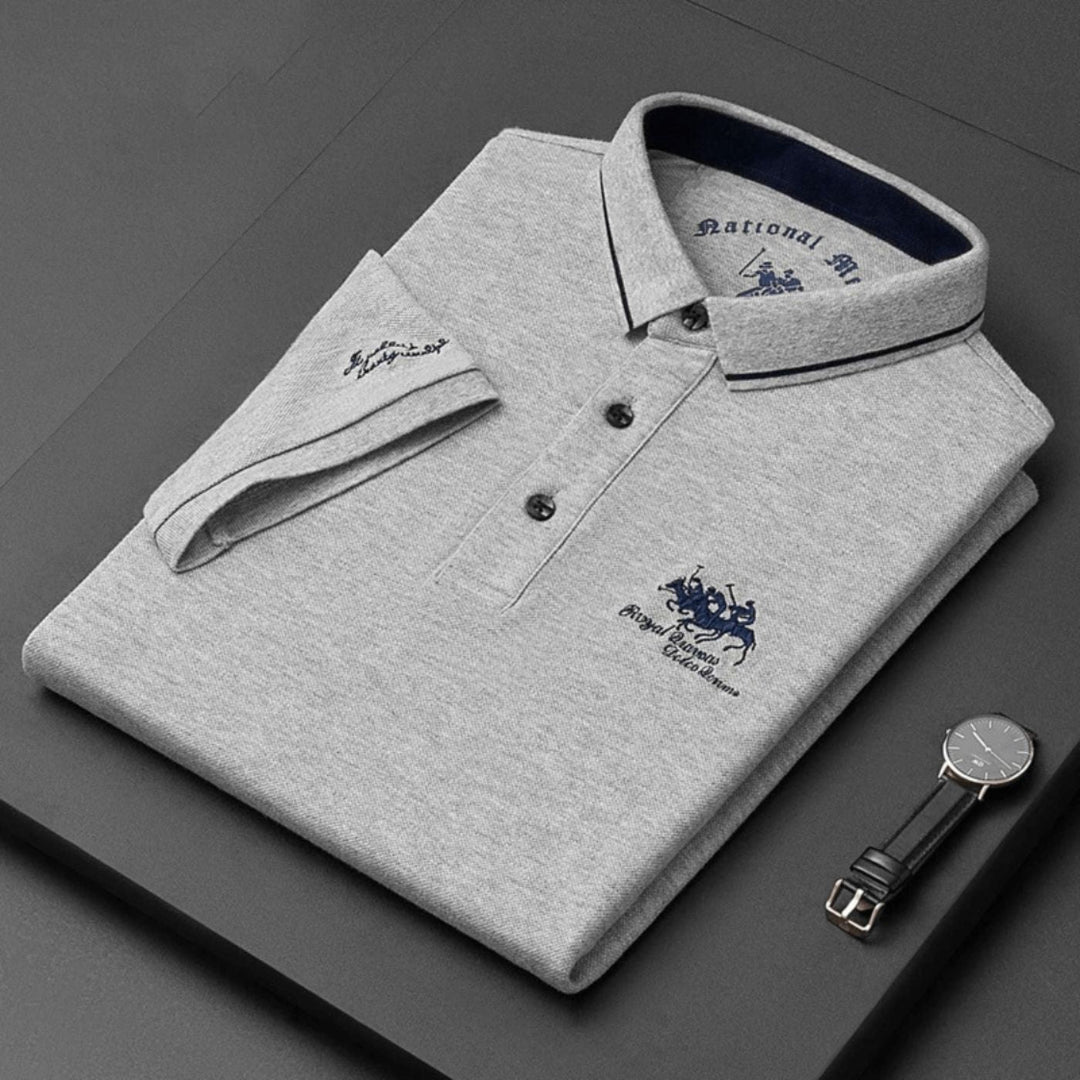 Herren Stilvolles Poloshirt mit Kontrastkragen Stickerei