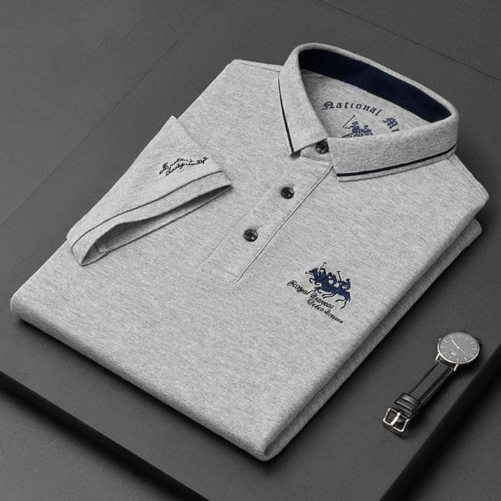 Herren Stilvolles Poloshirt mit Kontrastkragen Stickerei