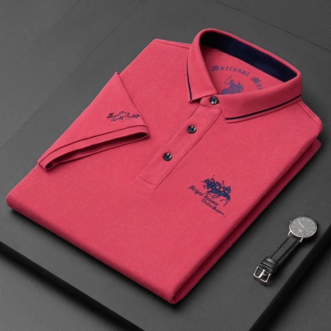 Herren Stilvolles Poloshirt mit Kontrastkragen Stickerei