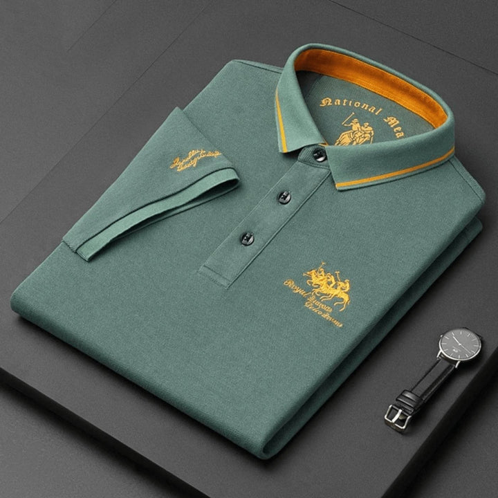 Herren Stilvolles Poloshirt mit Kontrastkragen Stickerei