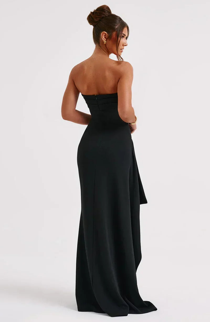 Verdrehte Maxikleid ohne Schultern | Yvette