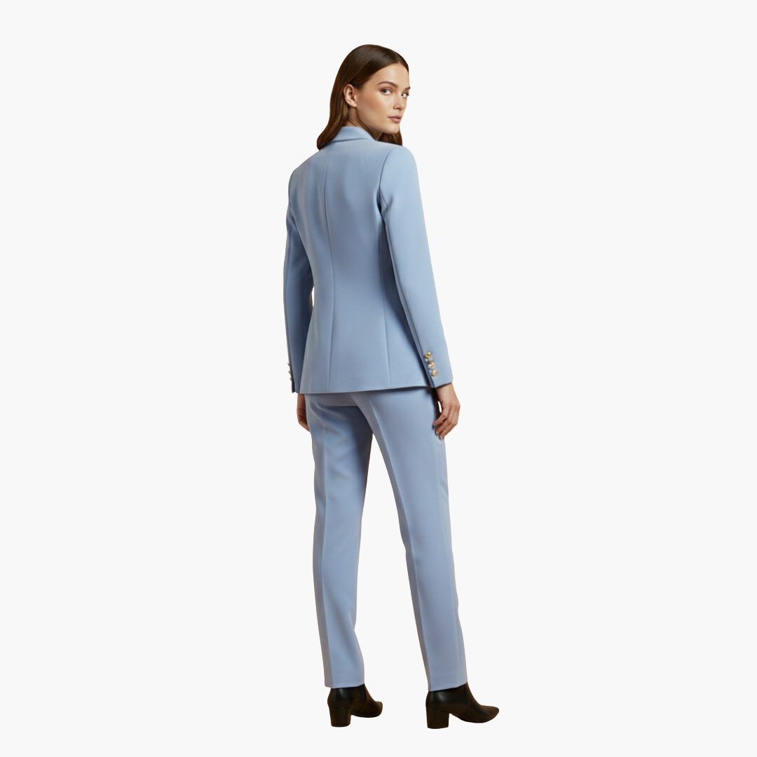 Blazer Damenblazer mit Knöpfen und gerader Hose – elegantes Zweiteiler-Set