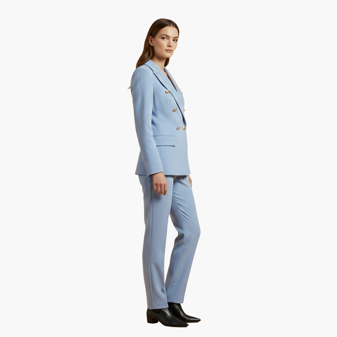 Blazer Damenblazer mit Knöpfen und gerader Hose – elegantes Zweiteiler-Set