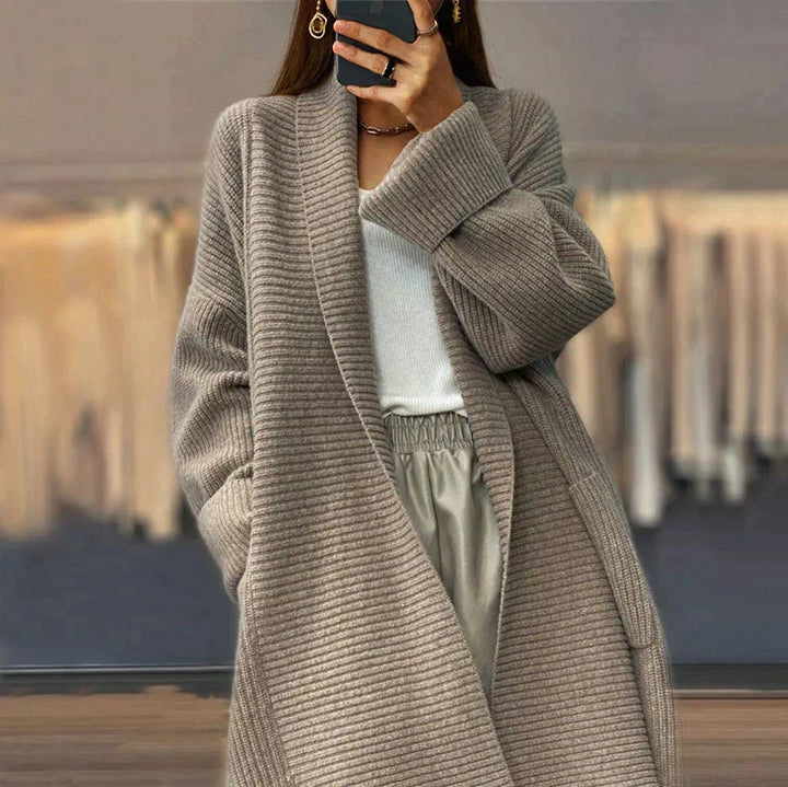 Warme Damen Lange Strickjacke - Lozenda