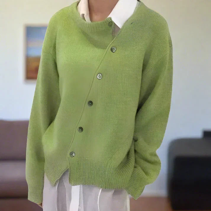 Weiche Strickjacke mit Diagonaler Knopfleiste
