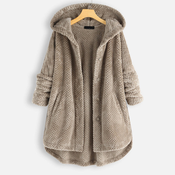 Wendbare Fleece-Strickjacke mit Kapuze für Frauen