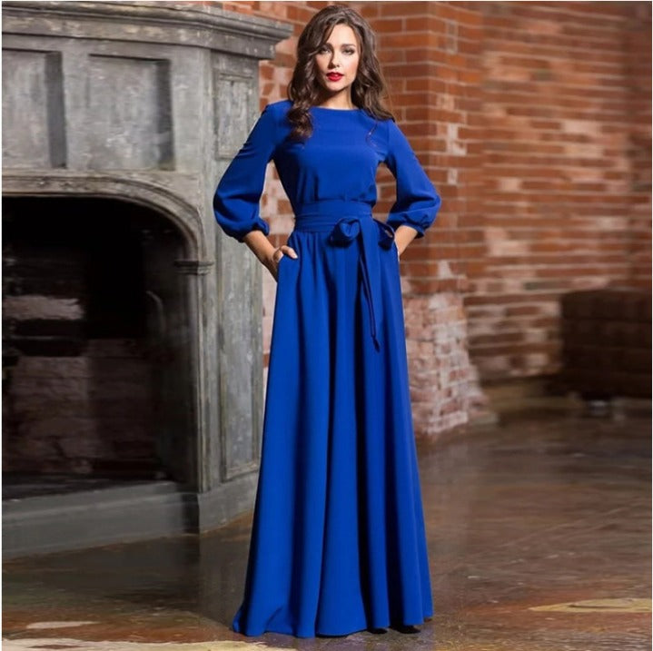Doris | Damen Maxikleid für Hochzeitsgäste mit fließenden Ärmeln