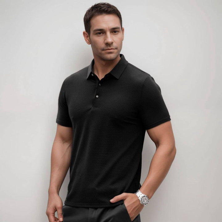Thomas | Herren Klassische Passform Strukturiertes Polo-Shirt