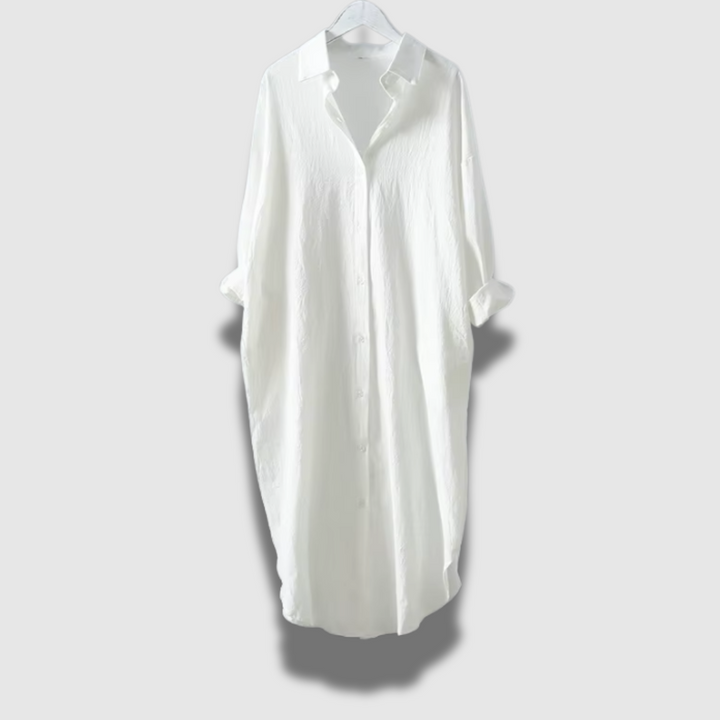 Abito Donna in Lino Maniche Lunghe Vestibilità Confortevole