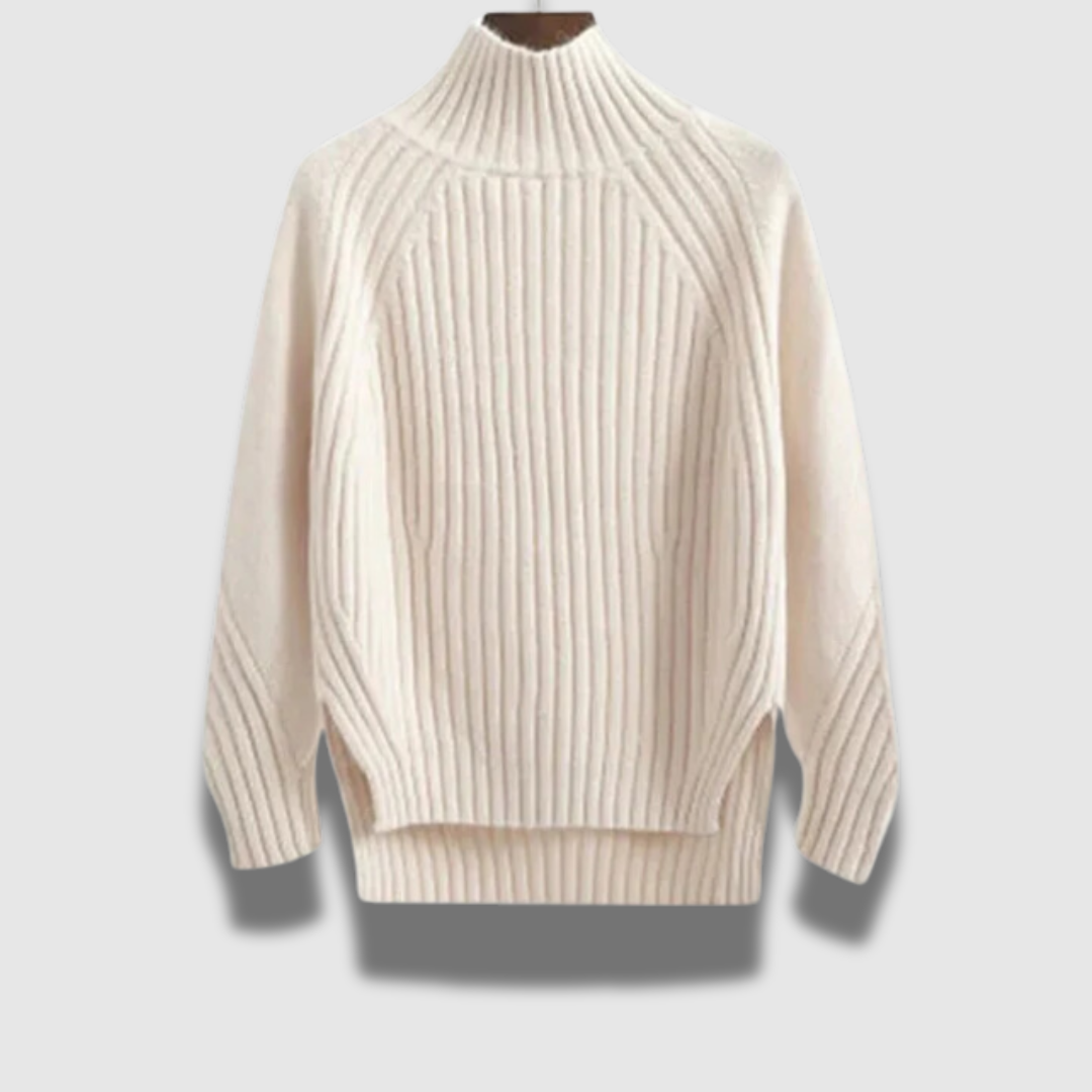Maglione Dolcevita Donna a Coste Morbido Caldo