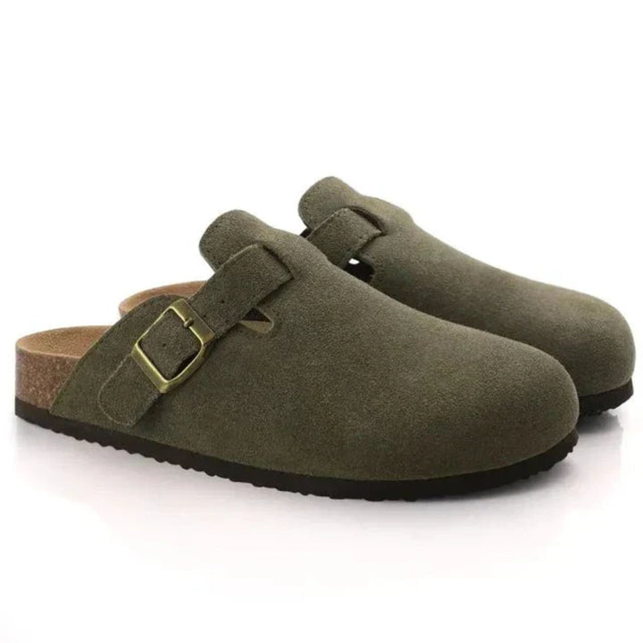 Wildleder Clogs Herren | Orthopädisches Fußbett & Verstellbare Schnalle